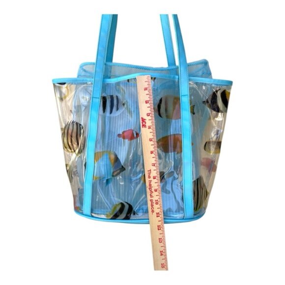 Vintage Clear Fish Print Large Beach Tote Bag - Picture 3 of 8